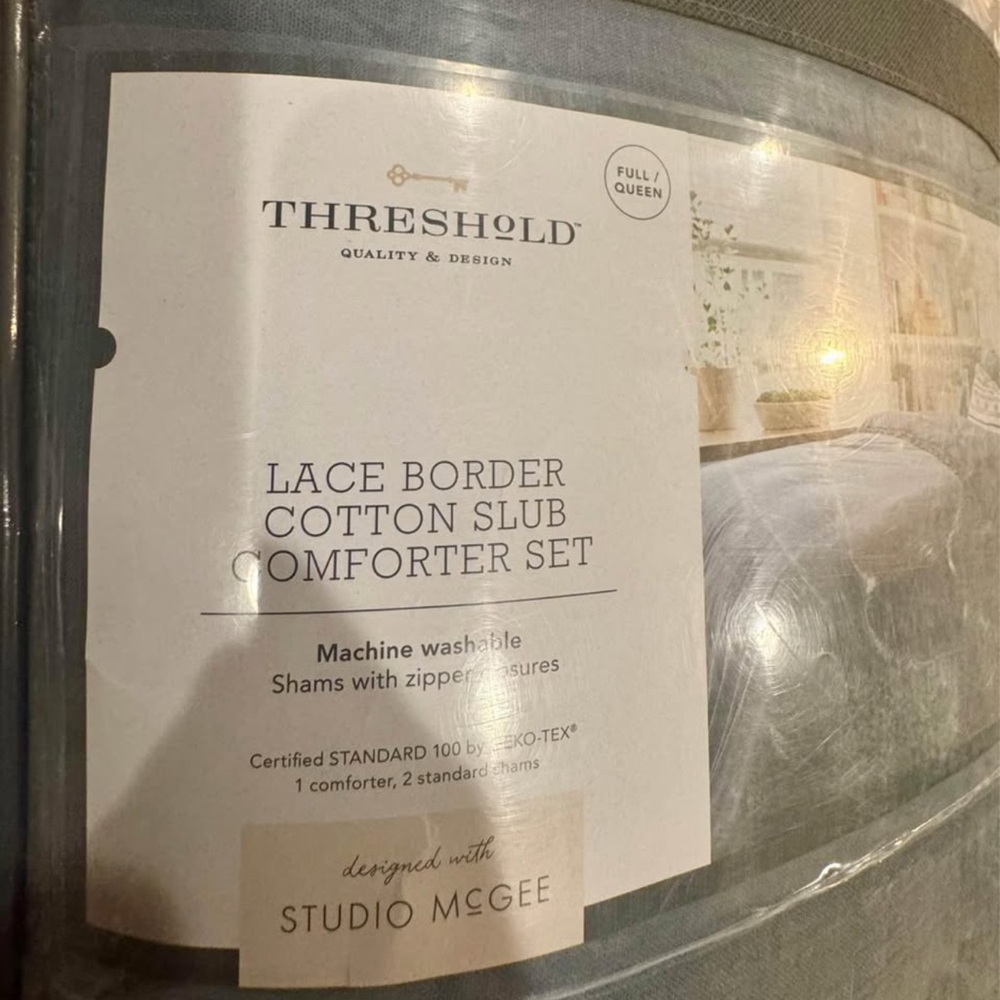 NewFull/Queen Lace Border Cotton Comforter & Sham Set-Threshold w/Studio McGee - Picture 8 of 10